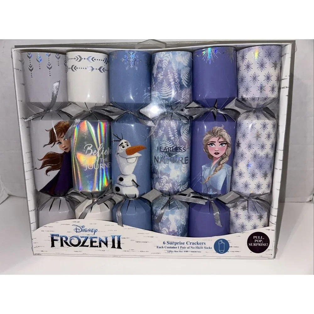 Disney Frozen 2 II 6 Surprise Crackers Womens Socks Sizes 4 To 10 Christmas Gift